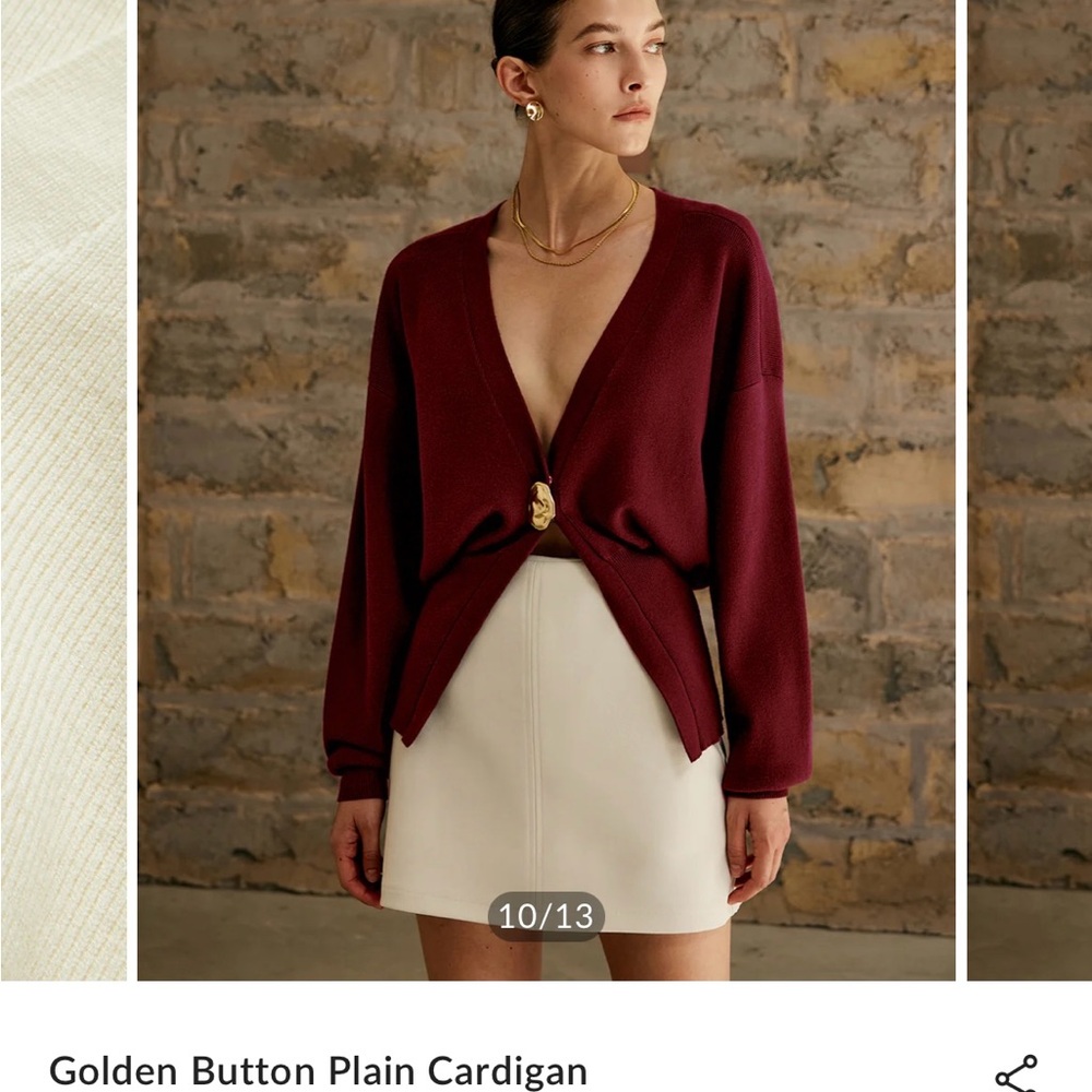 Commense golden button plain cardigan